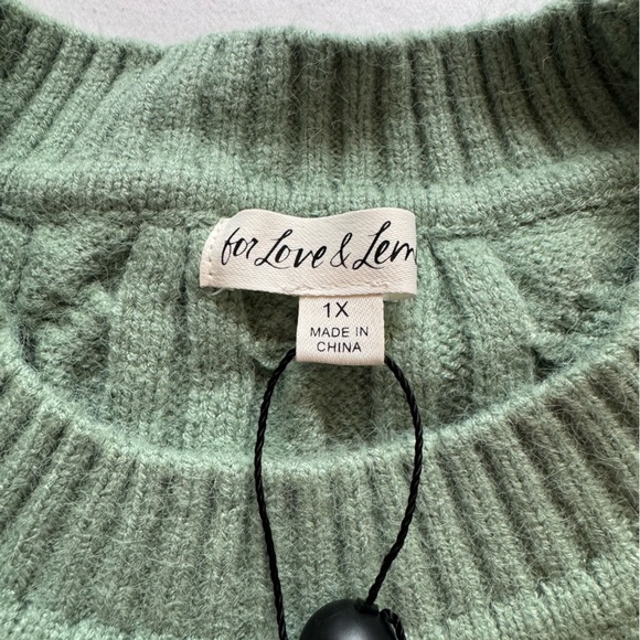 For Love & Lemons NWT Sydney Crop Sweater in Sage Sz 1X - Picture 7 of 12
